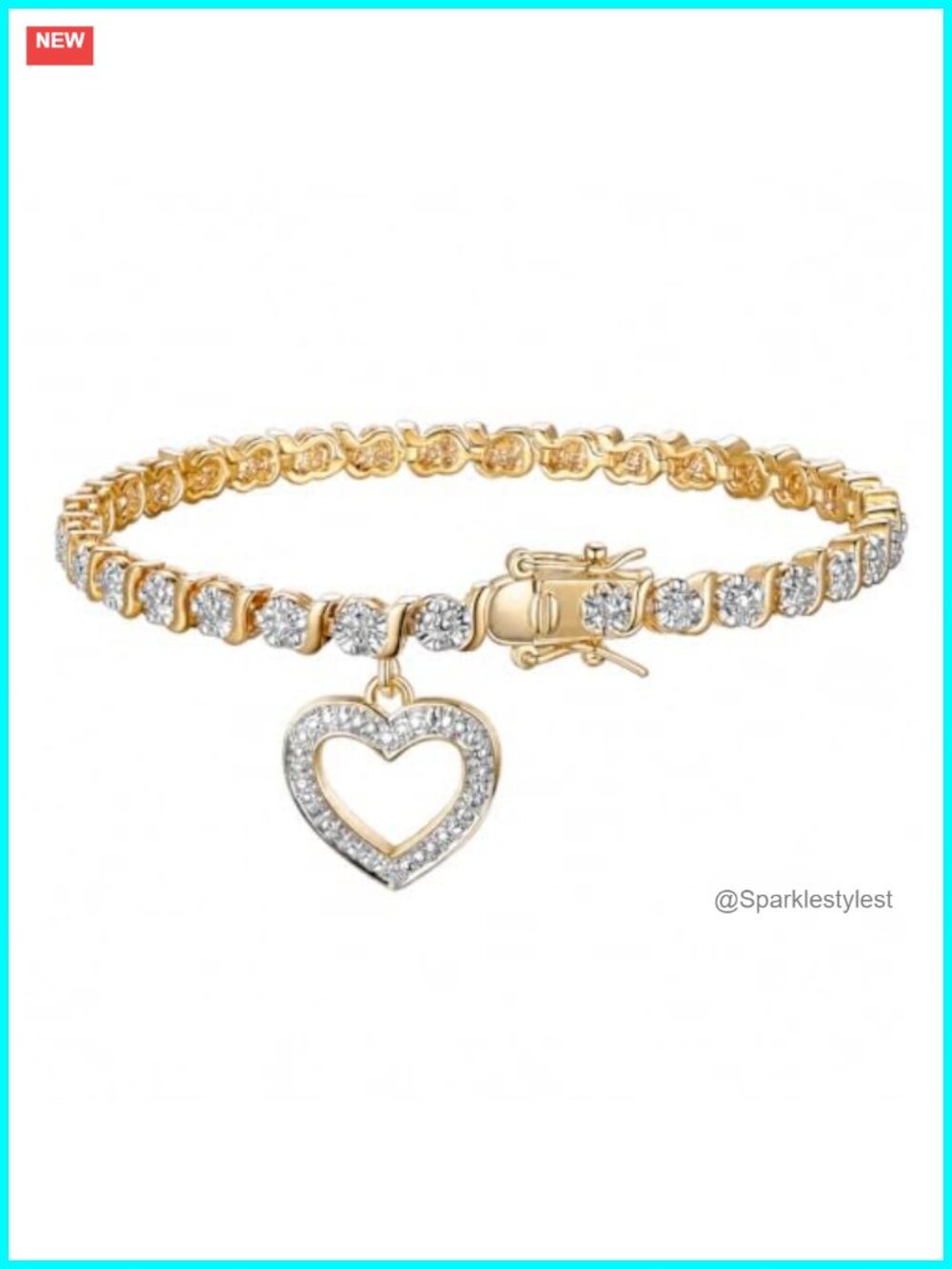 Bronze 18K Yellow Gold Plated Diamond Accent Charm Tennis Bracelet